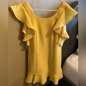 BCBG Yellow Ruffle Mini Dress